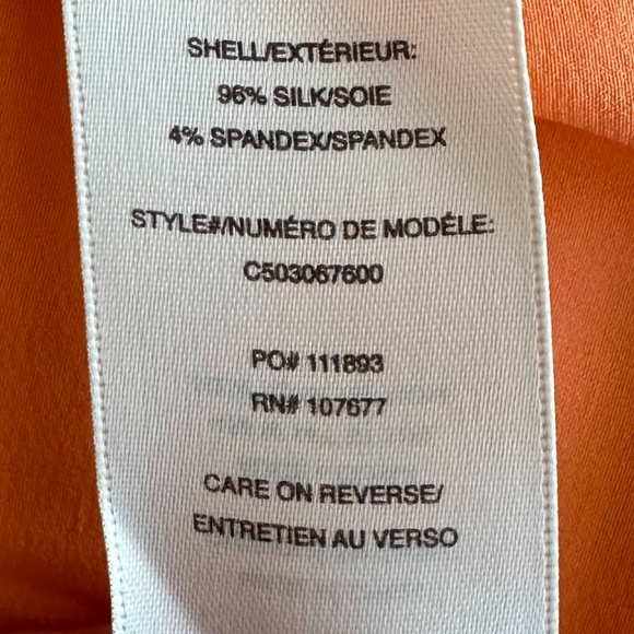 Alice + Olivia Coral/Orange Silk V-Neck Blouse Size Medium Designer Lightweight - Picture 6 of 10